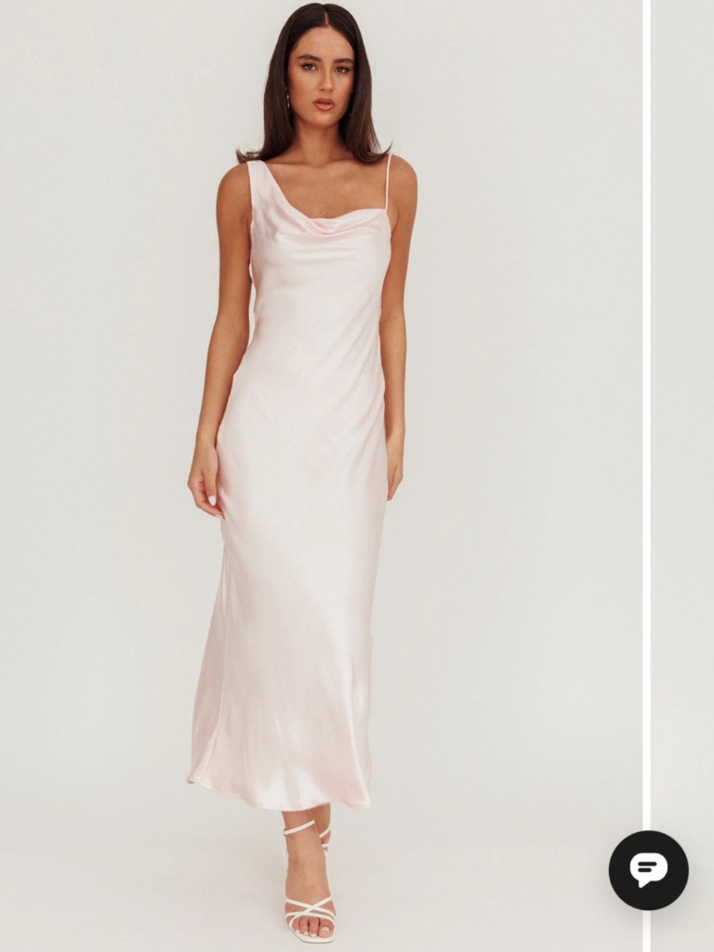 Here Comes The Sun-Treats Cowl Back Satin Maxi Dress Baby Pink